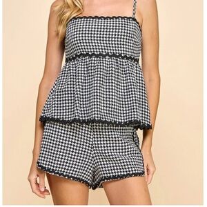 Black and White Houndstooth Two-Piece Set